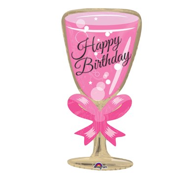 HBD Pink Glass Super Shape Mylar Balloon Singapore