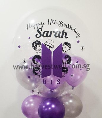 Customised K Pop BTS Theme Bubble Balloon Singapore