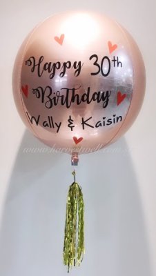 Customize Happy Birthday Red Hearts ORBZ Balloon Singapore