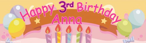 Pastel Birthday (Pink) Customized Banner