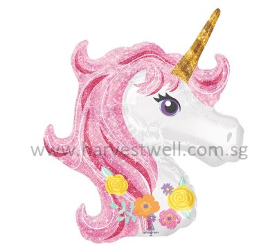 Pink Glitter Unicorn Super Shape Mylar Balloon Singapore