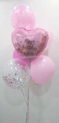 Customize Pink Birthday Balloon Bouquet Singapore