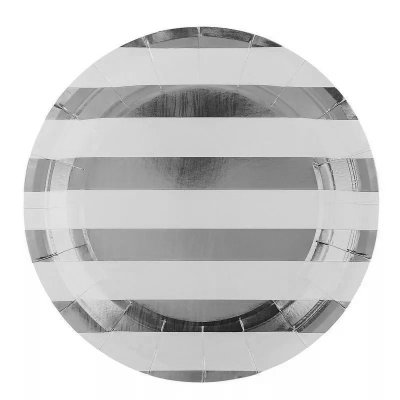 Silver Stripes 7inches Dessert Paper Plate 10pcs Singapore