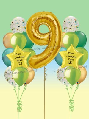 Personalised Forest Mist Megaloon Balloon Bundle Set Singapore
