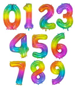 number megaloon rainbow balloon