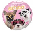 Birthday Puppies with Glasses Mylar Balloon
