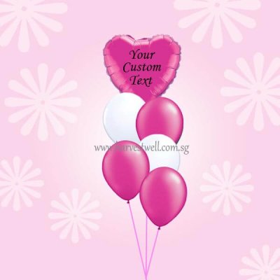 Customize Rose Foil Balloon On Top Balloon Bouquet Singapore