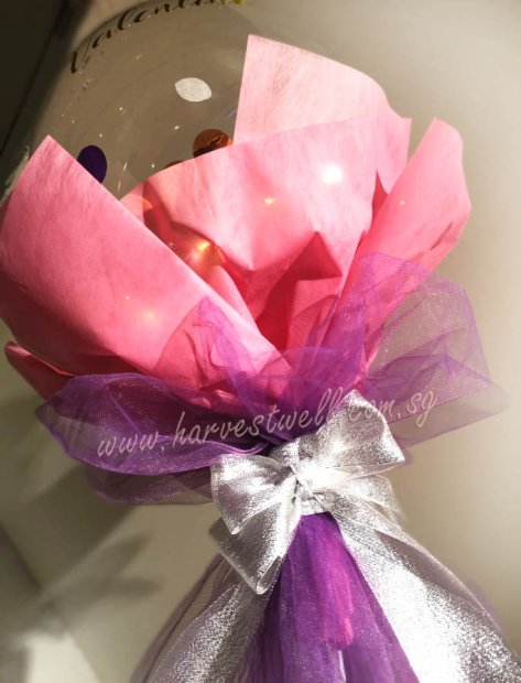 I Love You Personalized Purple Rose Balloon Handheld Bouquet Singapore