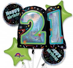 Happy 21st Birthday Sparkle Balloon Bouquet