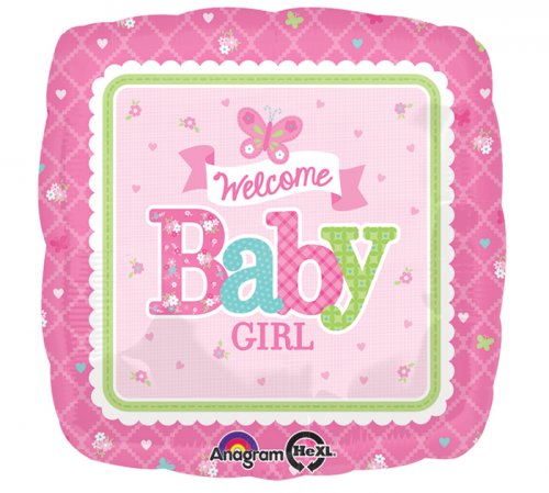 Baby Girl ButterflySquare Mylar Balloon
