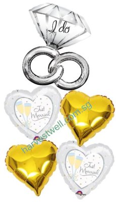 I Do Diamond Ring and Ring Just Married Balloon Bouquet Singapore