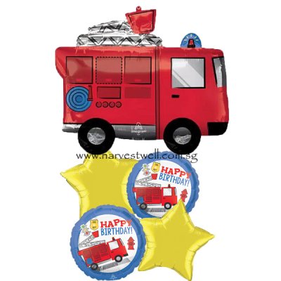 Fire Engine Birthday Balloon Package Singapore