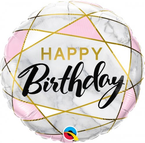Happy Birthday Marble Rectangles Mylar Balloon