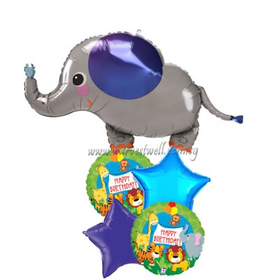 Jungle Safari Animal Elephant Birthday Balloon Package Singapore