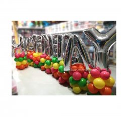 Silver Colorful Megaloon Alphabet Balloon Column