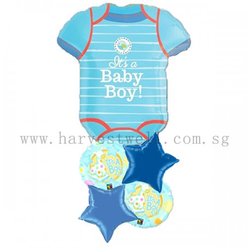 It's A Baby Boy Romper(Blue) Balloon Bouquet