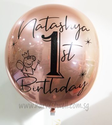 Customize Peppa 1st day ORBZ Balloon Singapore