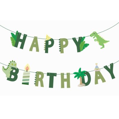 Dino Party Happy Birthday Jointed Banner Singapore