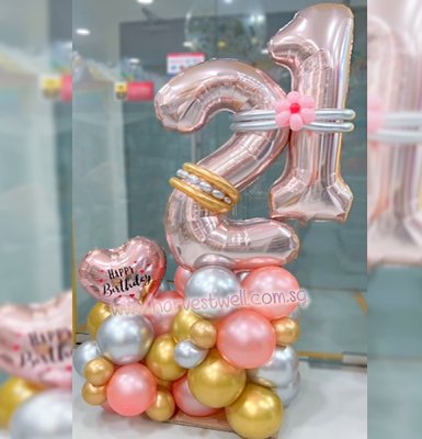 Number Organic Rose Gold Balloon Centerpiece Singapore
