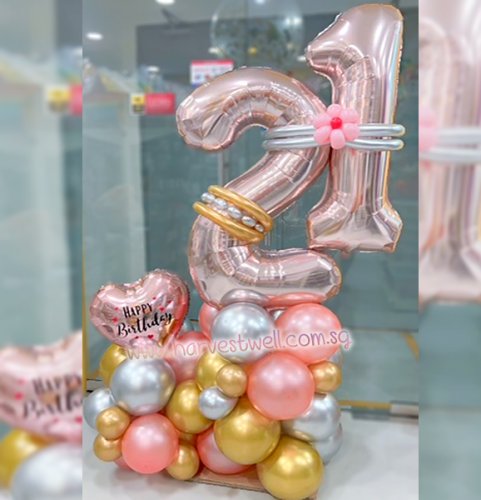 Number Organic Rose Gold Balloon Column