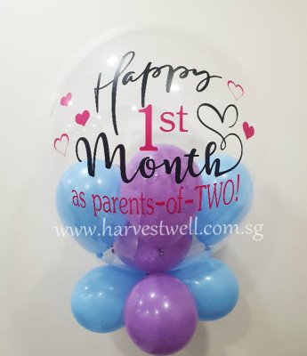 Customised Happy 1st Month Bubble Balloon Singapore