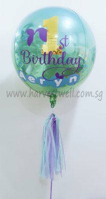 Customised 1st Bday Mermaid Orbz Balloon Singapore