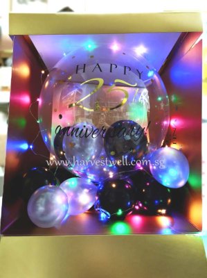 Customize Surprise Box with 25th Anniversary Bubble Balloon Singapore