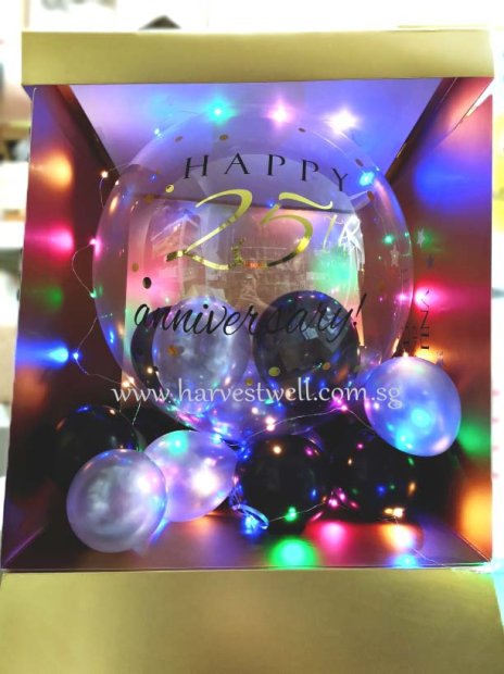 Customize Surprise Box with 25th Anniversary Bubble Balloon Singapore