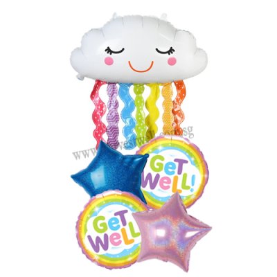 Get Well Soon Rainbow Dazzling Cloud Balloon Bouquet Singapore