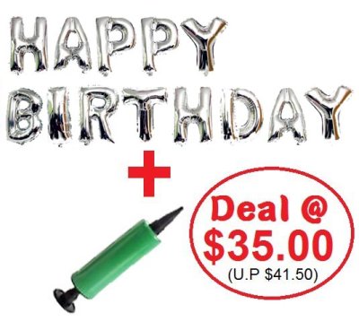 Mini Alphabet (SILVER) Foil With Balloon Pump DIY Value Pack Singapore