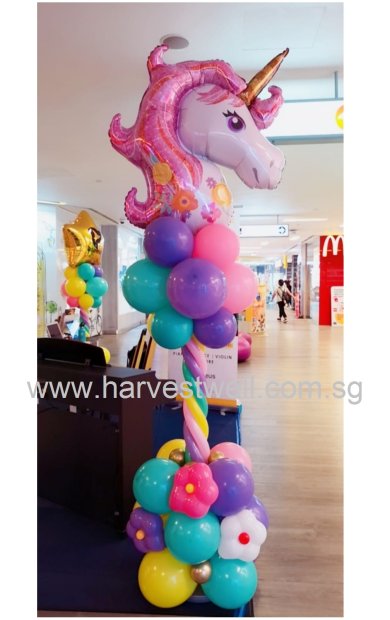 Unicorn Theme Sculpture Balloon Column Singapore