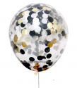 Confetti Helium Latex Balloon (Black, Gold & Silver)