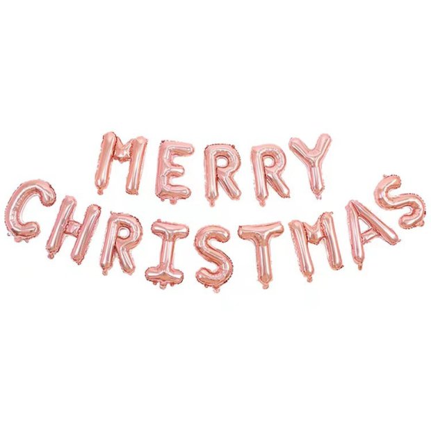 Merry Christmas Rose Gold Mini Letter Balloon Set Singapore