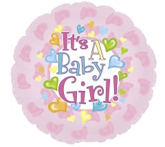 It's A Baby Girl! With Hearts Mylar Balloon