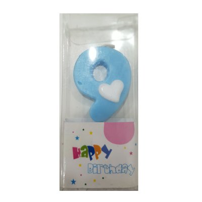 #9 Blue with White Heart Candle Singapore