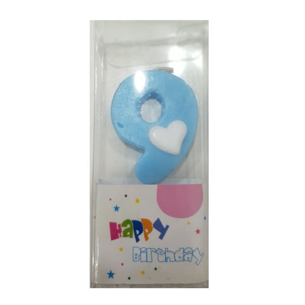 #9 Blue with White Heart Candle Singapore
