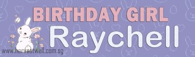 Cute Bunny Birthday Customized Banner Singapore