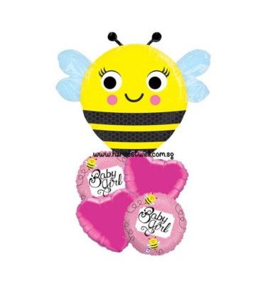 Happy Buzz'n Bee Baby Girl Balloon Bouquet Singapore
