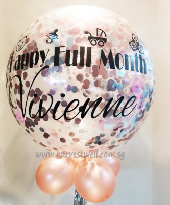 Personalized Full Month Girl Helium Latex Balloon Singapore