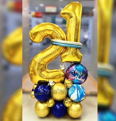 Duo Number Happy Birthday Organic Balloon Centerpiece Singapore