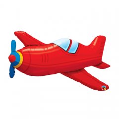 Red Vintage Airplane Super Shape Mylar Balloon