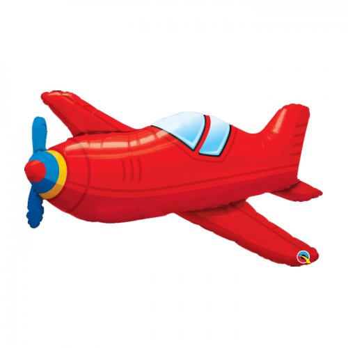 Red Vintage Airplane Super Shape Mylar Balloon