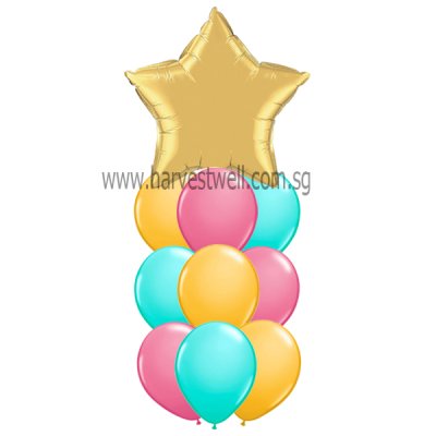 Helium Latex Balloon Column with Foil Balloon on Top Singapore