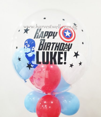 Personalised Captain America Theme Bubble Balloon