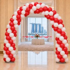 NDP SG CELEBRATION Spiral Balloon Arch (Red & White)