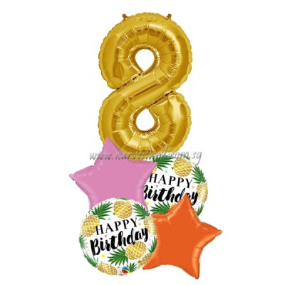 Tropical Golden Pineapple Birthday Age Balloon Package Singapore