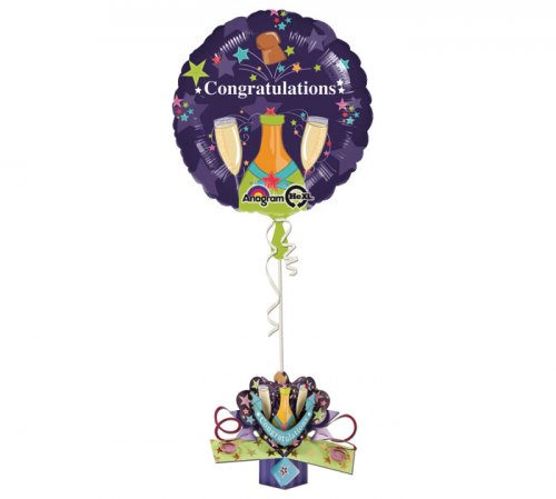 Congratulations Pop-Up 3D card Helium Mylar Balloon
