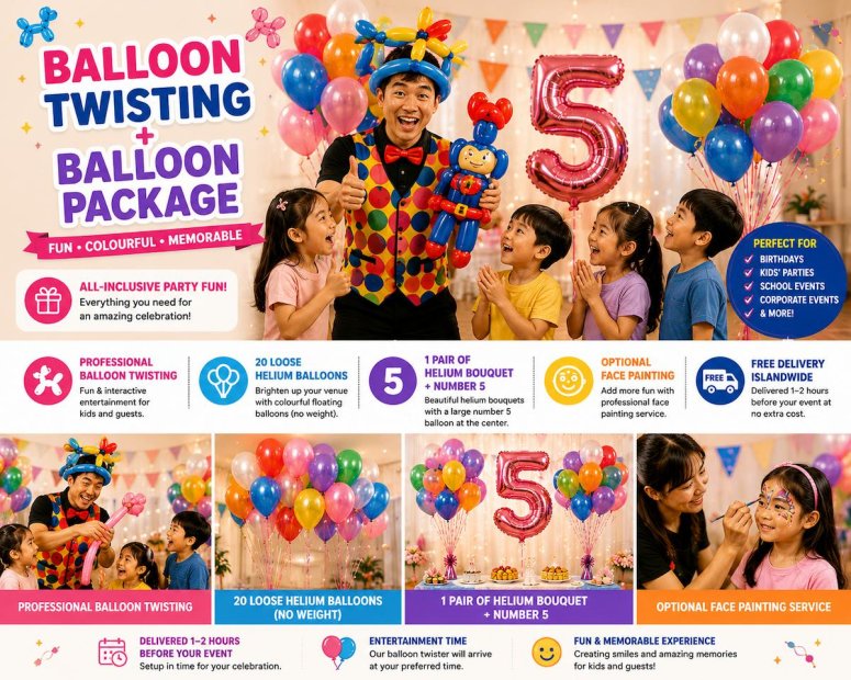 Balloon Twisting + Helium Balloon Party Package Singapore