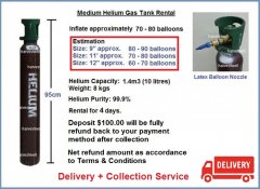 Medium Helium Gas Tank (10 Litres) Delivery & Collection