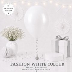 White Colour Helium Latex Balloon